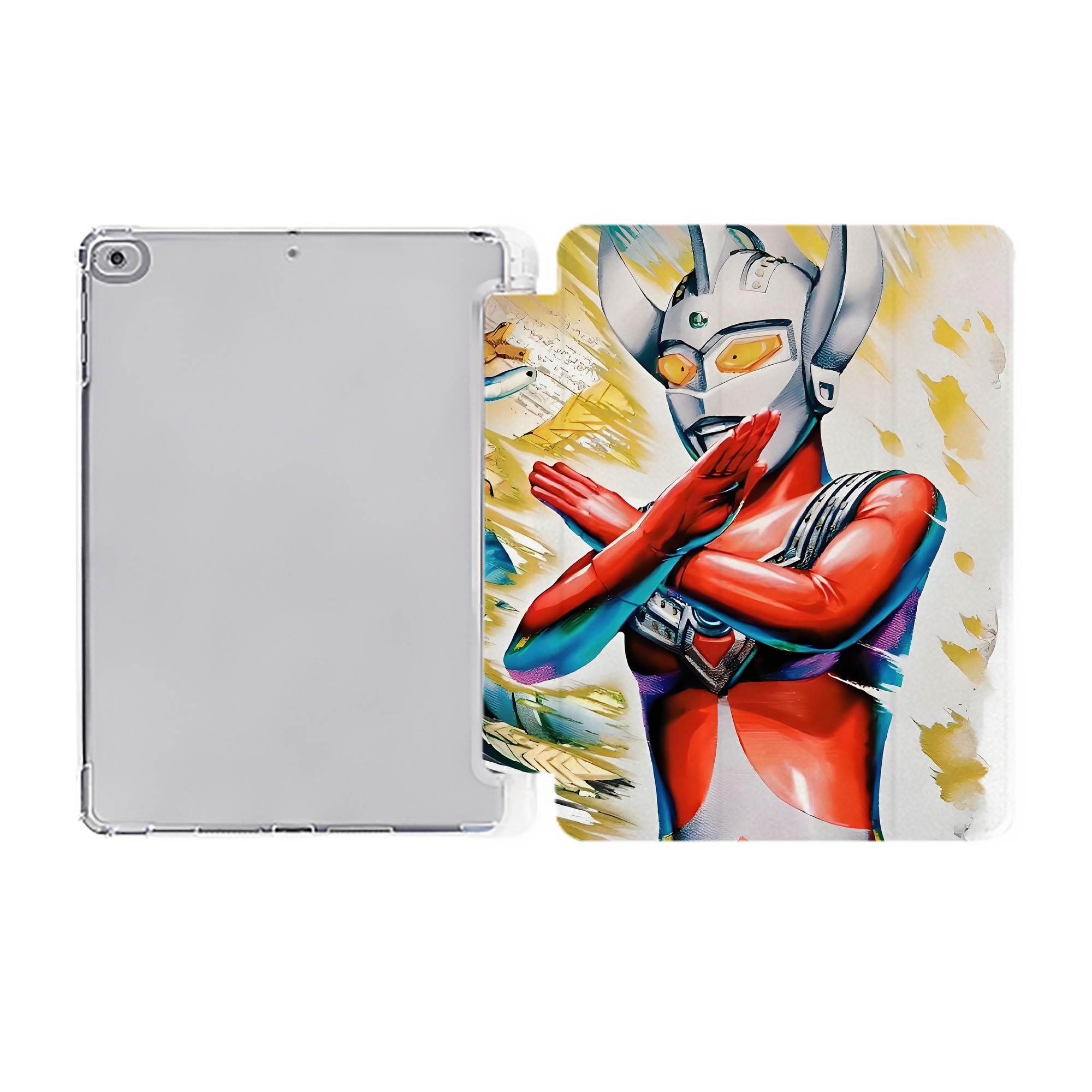 （画像用） ウルトラマン Ultraman IPad ケース ペン収納付き 三つ折りスタンド PUレザー×シリコン 対応機種9.5/10.5/10.9インチ